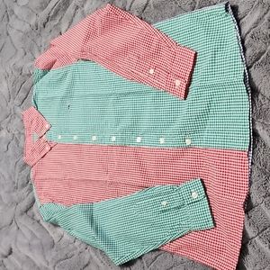 Vineyard Vines Boys Red, Green, & Blue Checked Button-Down Holiday Shirt  Sz 16